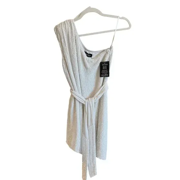 Retrofête Ella Sequin One Shoulder Dress White NWT Size M Sold Out Retail $525 - Picture 13 of 13